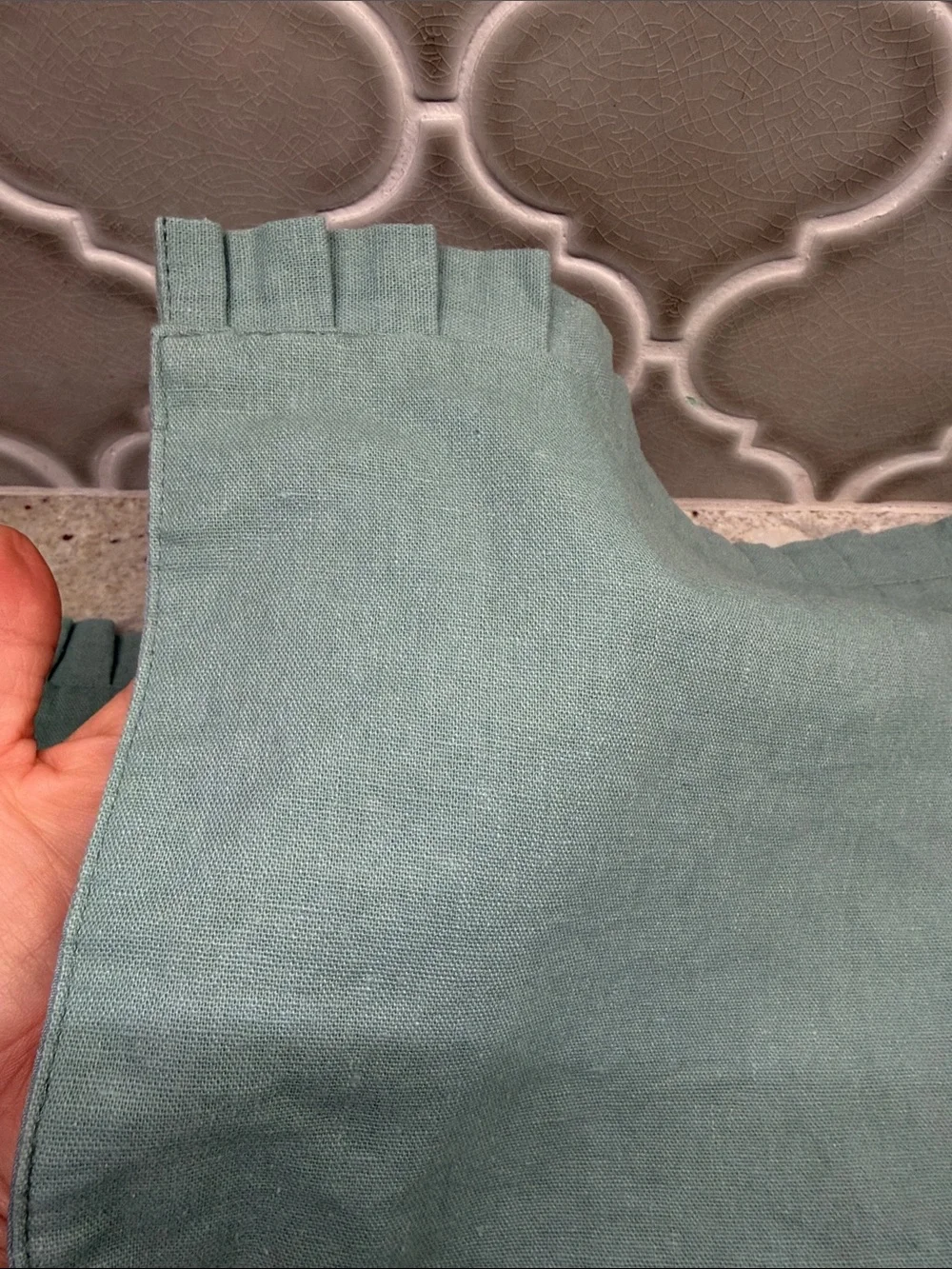 Set of Light Teal Pleated Edge Kitchen Napkins - Set of 4
